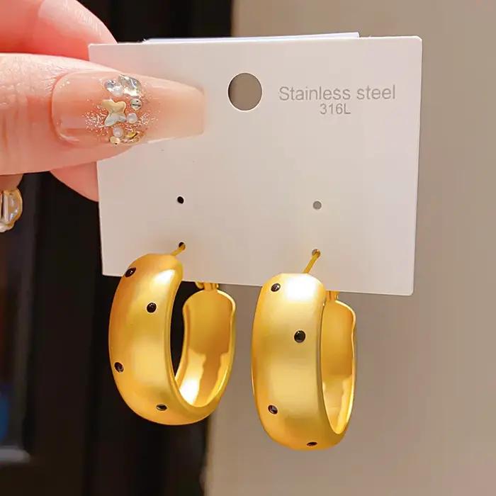 Boucles d'oreilles rétro géométriques circulaires à pois pour femmes