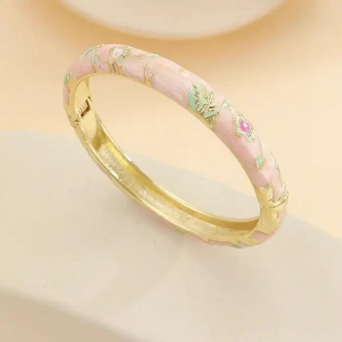 Bracelets Cloisonné, Bracelets Vintage à Fleurs en Émail Vert/Rouge/Violet/Bleu/Rose/Jaune, Cadeau d'Anniversaire, Cadeau de Naissance, Cadeau pour Elle