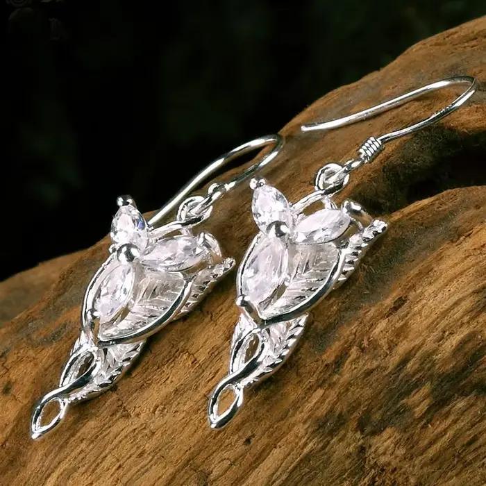 Arwen Evenstar-Boucles d'oreilles en argent regardé S925 pour femme, Elfstone Eellers ar Aragorn Galadriel, Elfes Princess Crystal Movie Jewelry