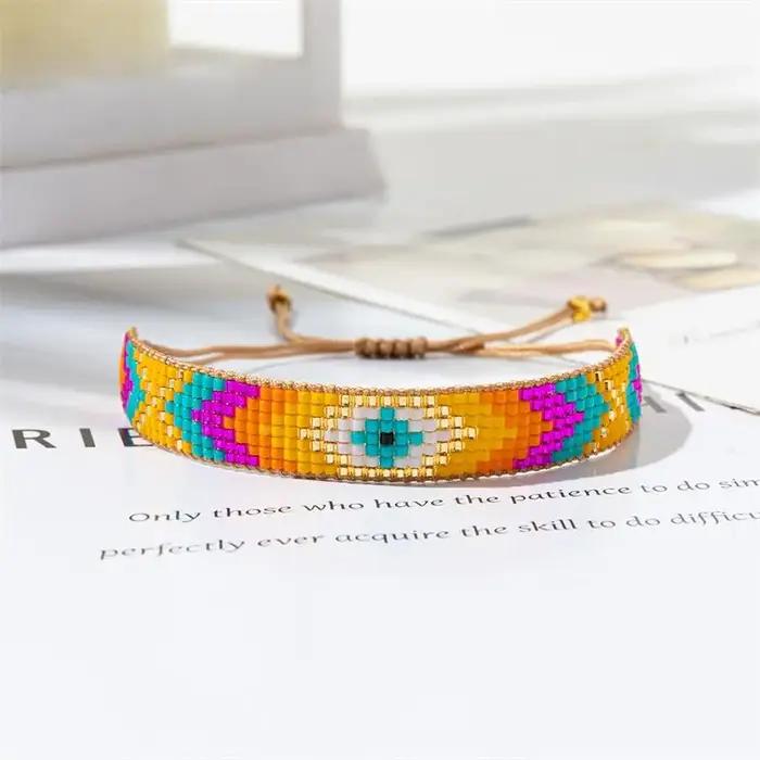 Bracelet mexicain bohème en verre perles tissées pour femmes occasions spéciales artisanat traditionnel