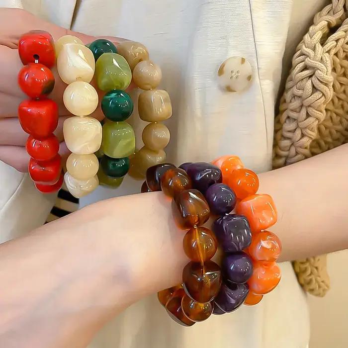 Bracelet Bohème en Acrylique Ronds et Carrés pour Femmes Occasions Spéciales et Journées Casual
