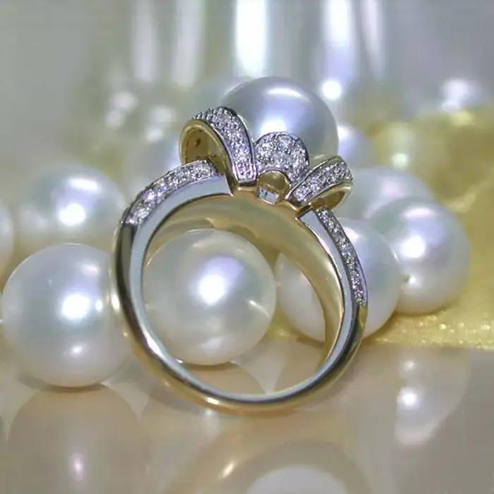 Huitan nouveau Design grande bague en Imitation de perle pour femmes