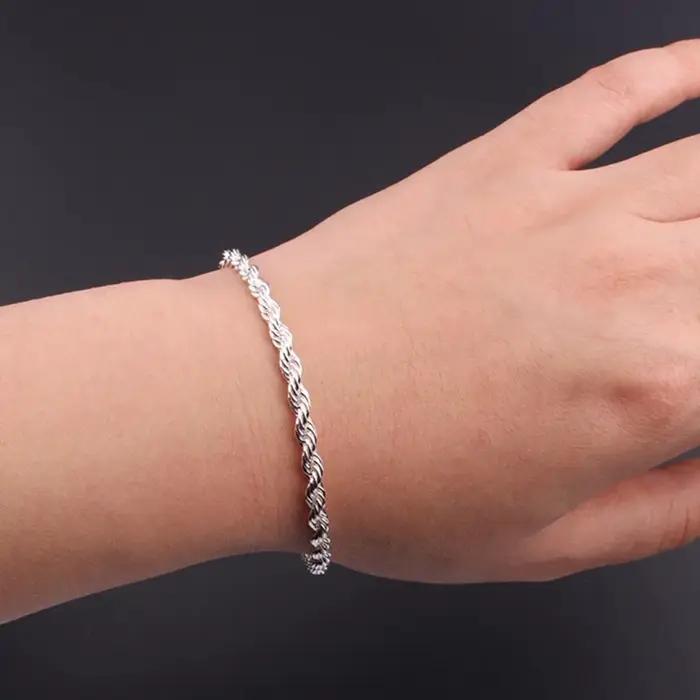 Bracelets en corde torsadée en argent Sterling 925