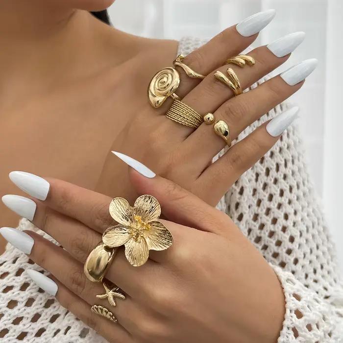 Ingmark-Bagues ouvertes vintage en métal pour femme