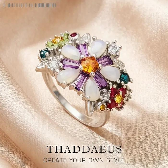 Bague à fleurs colorées