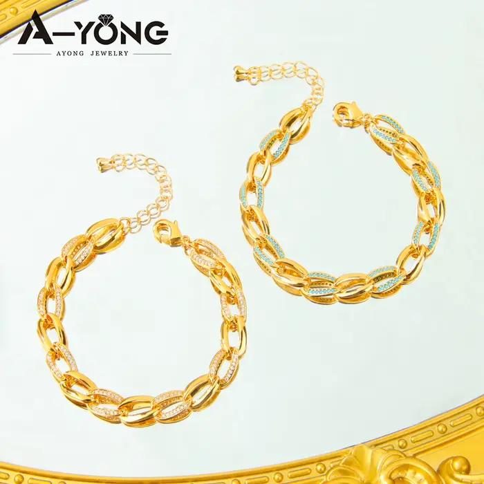 Parure de bijoux en zirconium plaqué or 21 carats