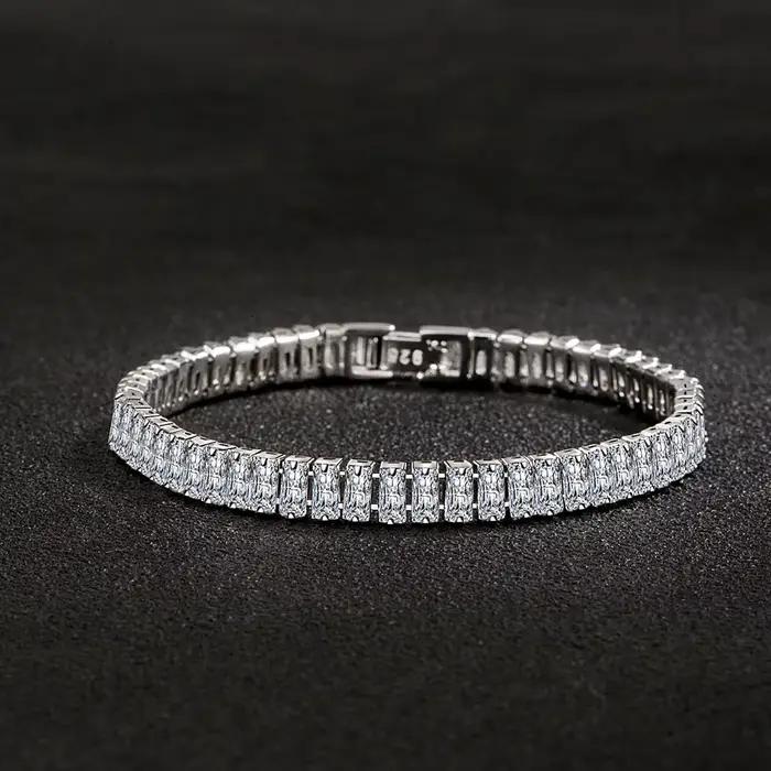 Bracelet en argent Sterling 925 pour femmes et filles, cristal de Zircon élégant, bijoux de Glamour