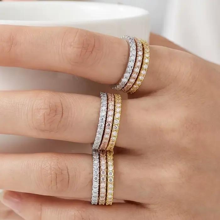 BJXMOSO – bague en moissanite complète en argent sterling S925 pour femmes