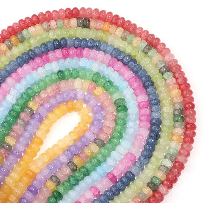 1 chaîne 5x8mm perles de verre boulier coloré plat rond