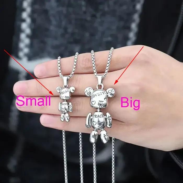 Collier pendentif ours en peluche personnalisé avec lettre