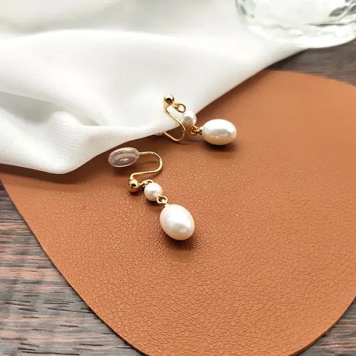 Boucles d'oreilles à clip élégantes en perles NicheDesign