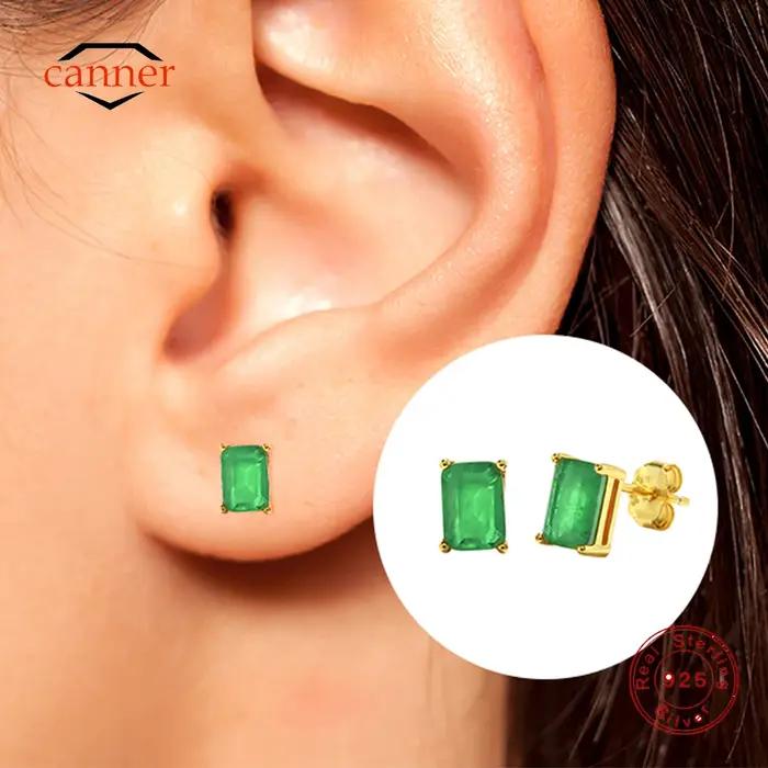 Boucles d'oreilles Canner en Argent Sterling 925 Rectangle Émeraude Élégantes Pour Femmes Occasions Spéciales