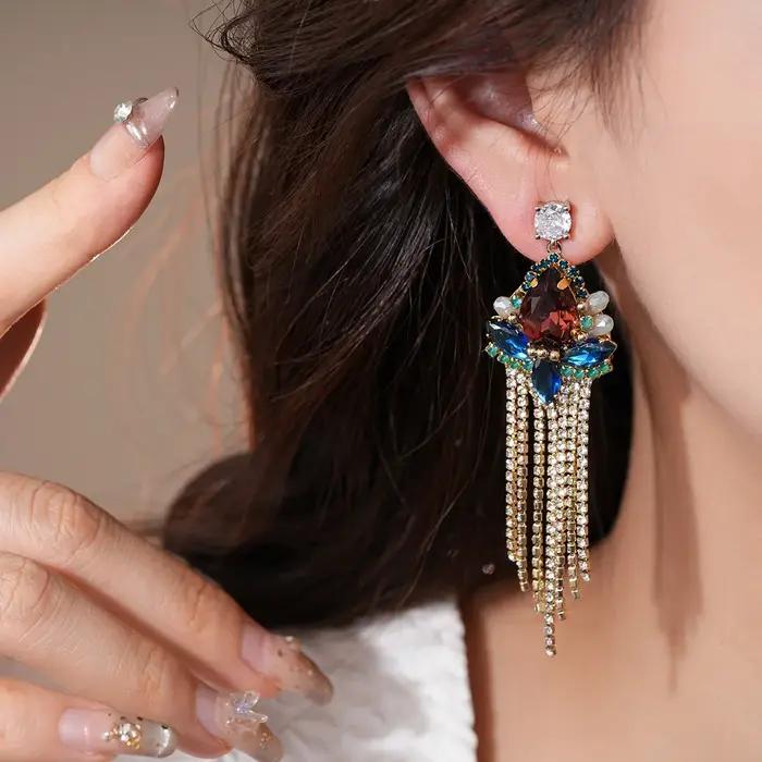 Boucles d'oreilles à pampilles en Zircon pour femmes