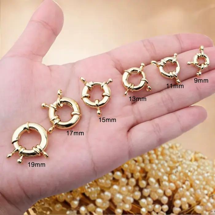 Fermoirs à ressort ronds couleur or véritable 18 carats pour bracelets