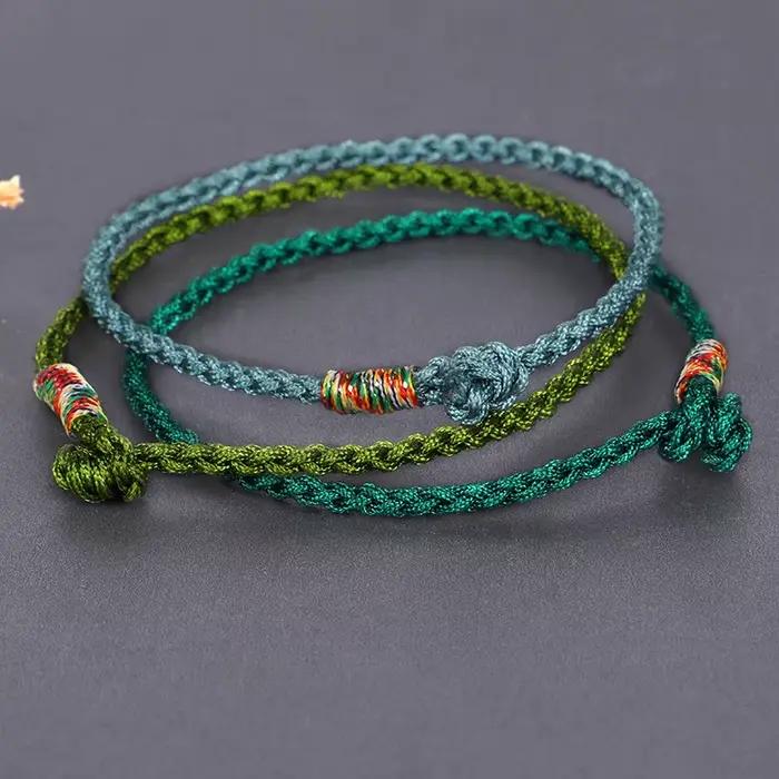 Bracelets de couple porte-bonheur tressés à quatre brins faits à la main, bracelets bouddhistes tibétains pour hommes, bijoux colorés pour femmes, cadeaux de navire chia