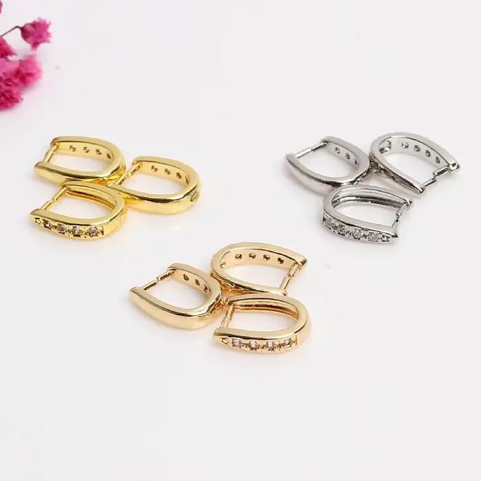5Pcs Plaqué Or Laiton Pave Zircon Pinch Cimp Bail Pendentif Clasp