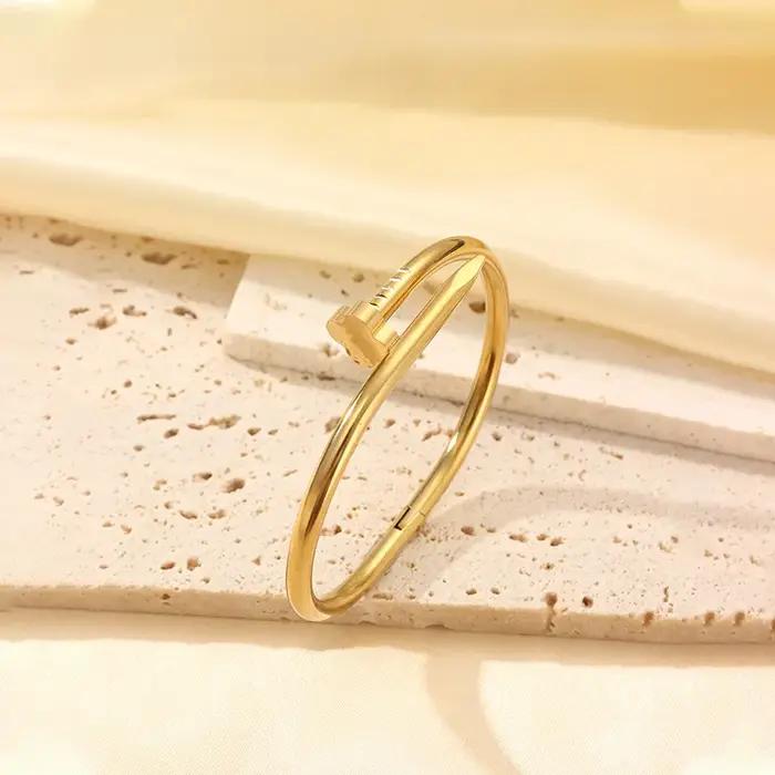 Lot de 3 ou 1 bracelet à ongles en acier inoxydable plaqué or 18 carats pour femme, bijou de luxe av