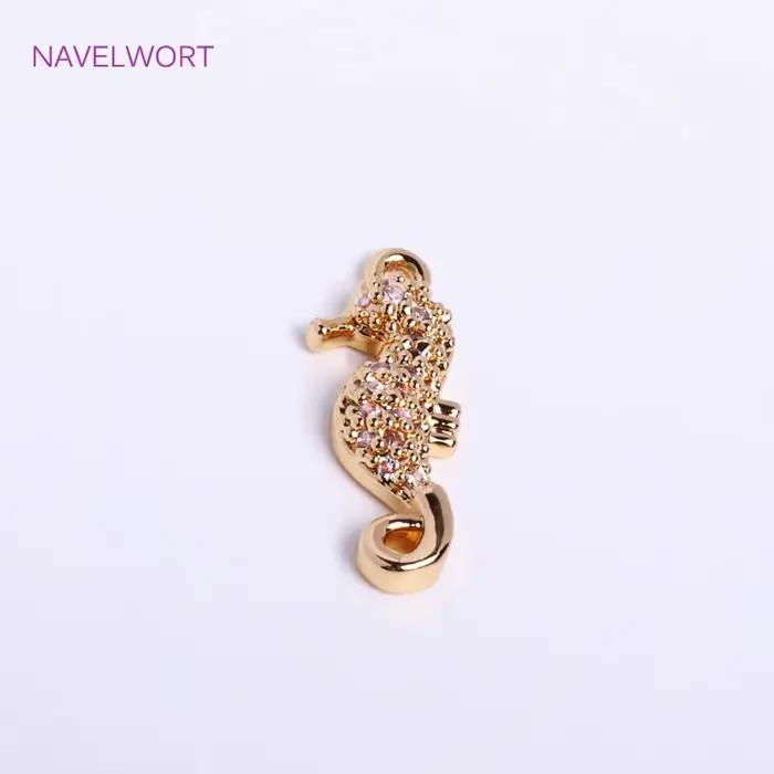 breloque pour fabrication bijoux Breloque tendance en forme d'hippocampe, d'étoile de mer ou de queue de poisson, pendentifs en Zircon incrusté plaqué or 14K, pièces de bricolage
