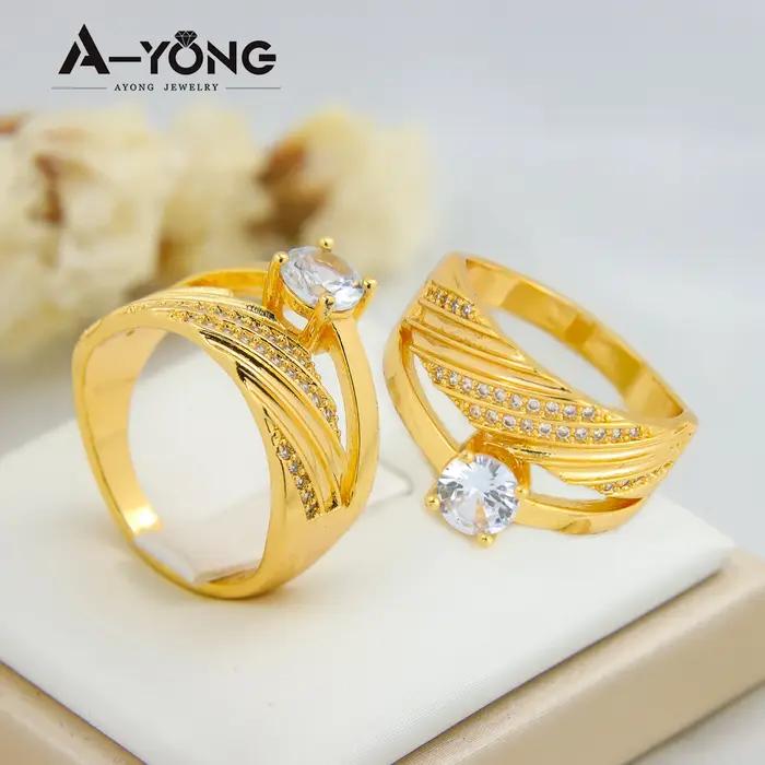 Bague de cocktail plaquée or 21 carats pour femme