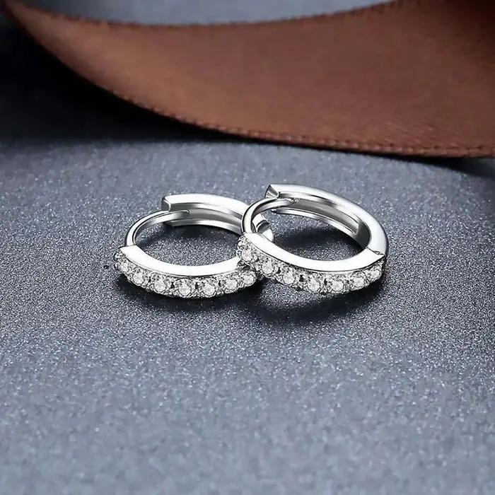 ALIZERO 925 boucles d'oreilles en argent Sterling cristal cercle