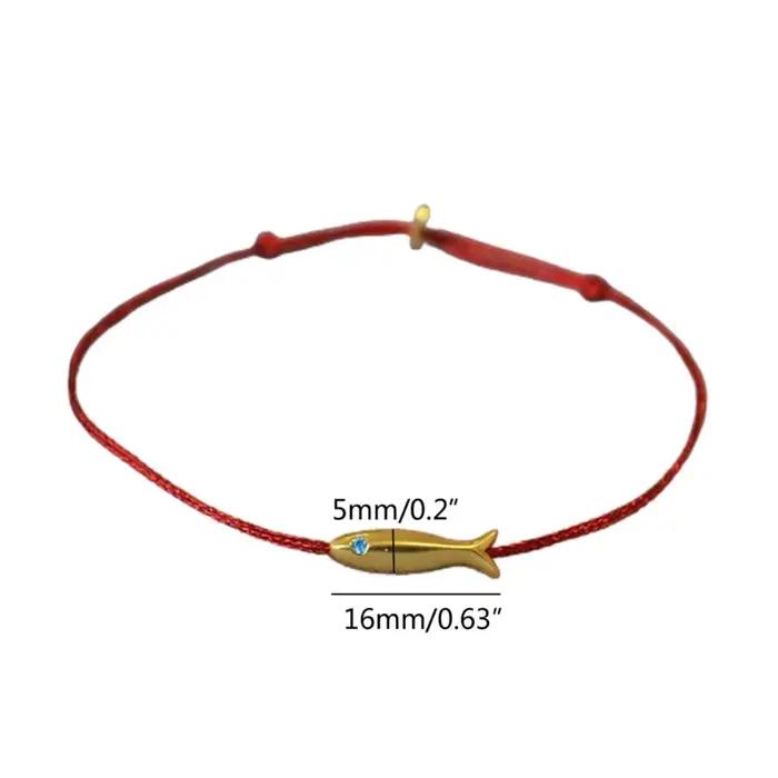 Bracelet poisson réglable pour femme, bijoux ethniques minimalistes faits à la main, ficelle rouge, bleu mignon, cadeau