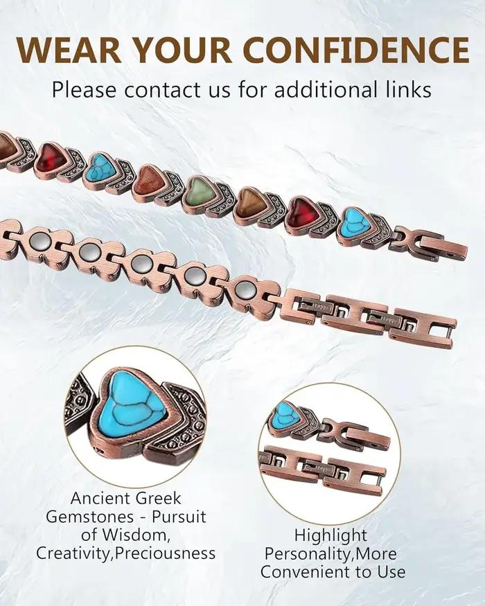 Bracelet en cuivre pur en forme de cœur pour femmes élégant tracker de fitness et sommeil pour occasions spéciales et quotidien