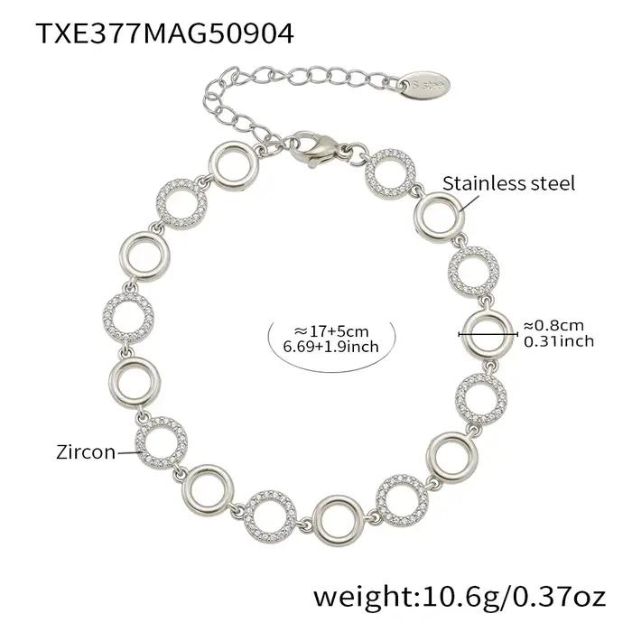 Bracelet de collier de chaîne à maillons circulaires bicolores pour femmes, colliers en acier inoxyd