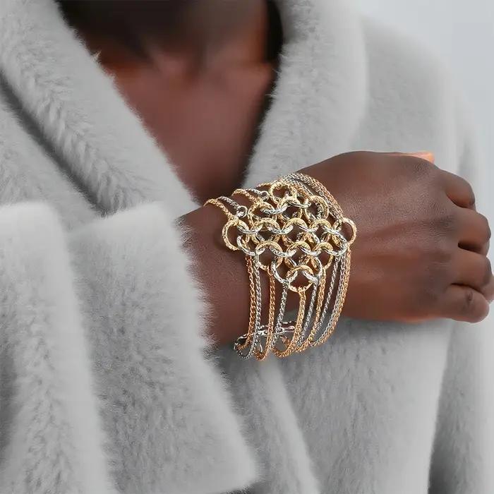 Bracelets multicouches en chaînes métalliques pour femmes style moderne motifs géométriques tracker d'humeur cadeaux de fête occaions spéciales