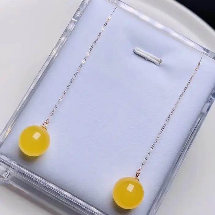 Boucle d'oreille pendante en or véritable massif 18 carats