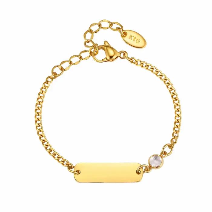 Bracelet personnalisé en or rougeâtre avec nom et barre d'identification, cadeau d'anniversaire pour fille, bébé, enfant, occasions spéciales, bracelet d'identification en acier inoxydable tressé à la main