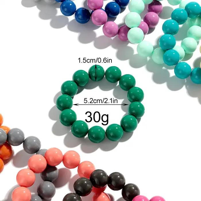Grandes bracelets ronds en perles acryliques colorées pour femmes