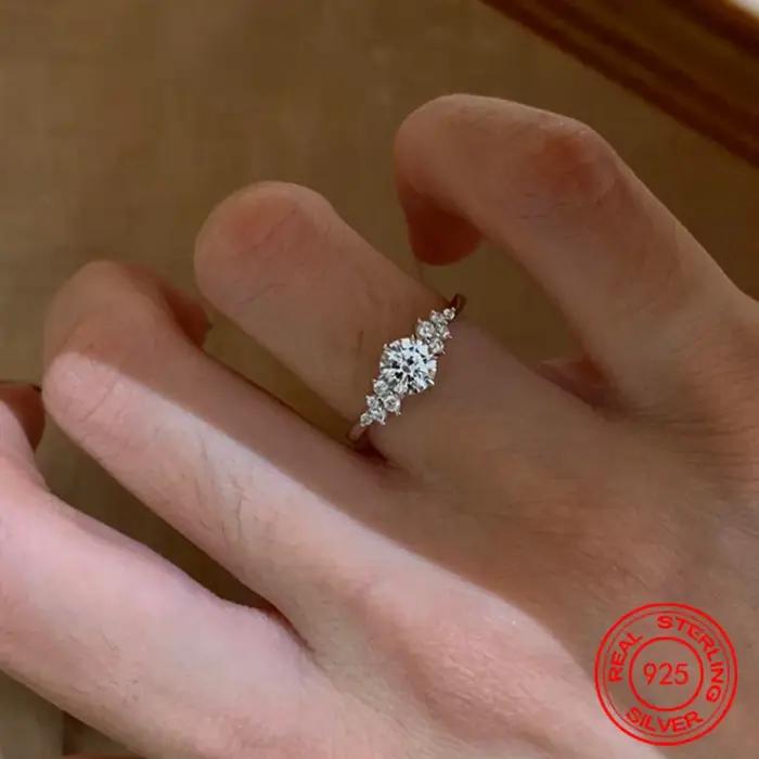 Bague réglable en argent Sterling 925 pour femmes, 1 Carat, bijoux à la mode