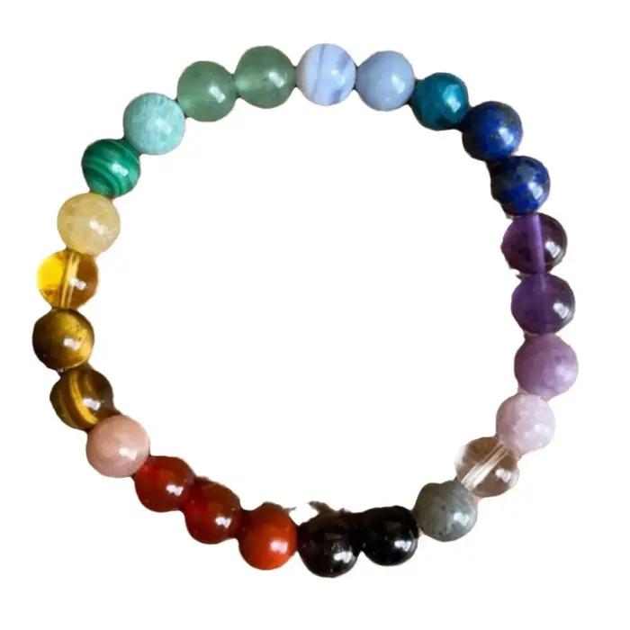 Bracelet bohème en pierre arc-en-ciel, à portée de main, meilleurs vœux, pierre naturelle colorée, perles énergétiques, bijoux cadeaux