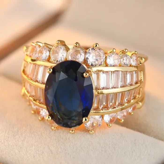 Bague de luxe scintillante en zircone synthétique pour femme