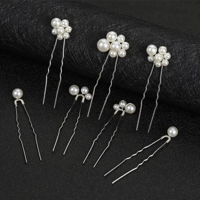 Épingle à cheveux en alliage doré en forme de U pour femme, pince à cheveux de mariée, perle de mariage, pièce de sauna de fiançailles, bijoux rétro, accessoires de beauté, 6 pièces