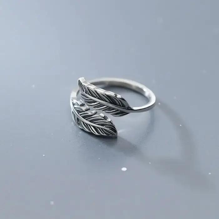 GaaBou-Bagues plumes en argent regardé 925 pour femmes, bijoux de créateurs de luxe, mariage, offres