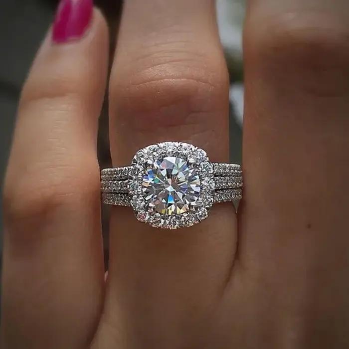 Bague moissanite carrée en argent sterling 925