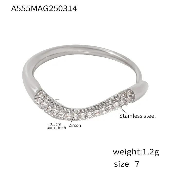 Bagues modernes en acier inoxydable pour femmes, plaquées or avec zircon brillant multicolore, bague