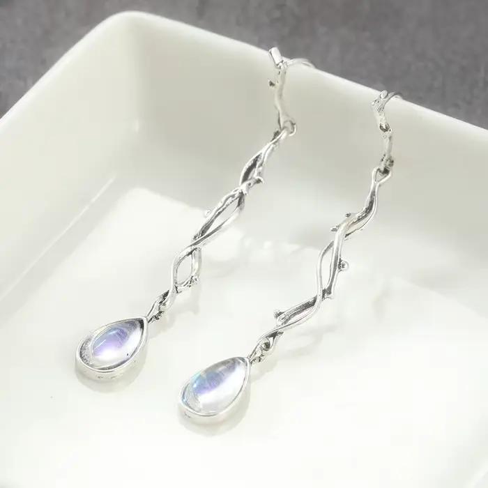 Boucles d'oreilles Vintage couleur argentée en forme de feuille de lierre pour femmes