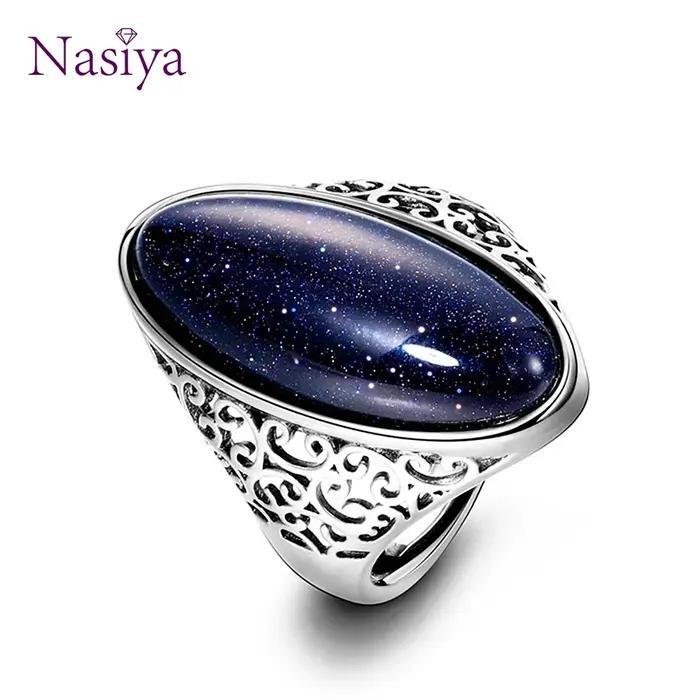 Bague Creuse en Argent Sterling 925 Sertie d'Obsidienne Noir Élégante Vintage à Offrir pour Femme Occasions Spéciales