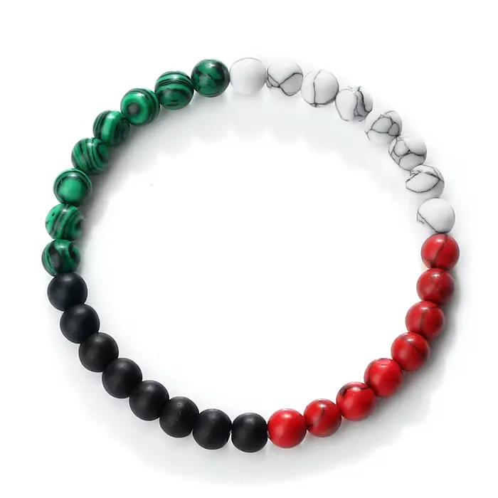 Bracelet de perles drapeau palestinien coton tressé classique pour femmes et hommes rouge noir blanc vert symbole national cadeau occasions spéciales