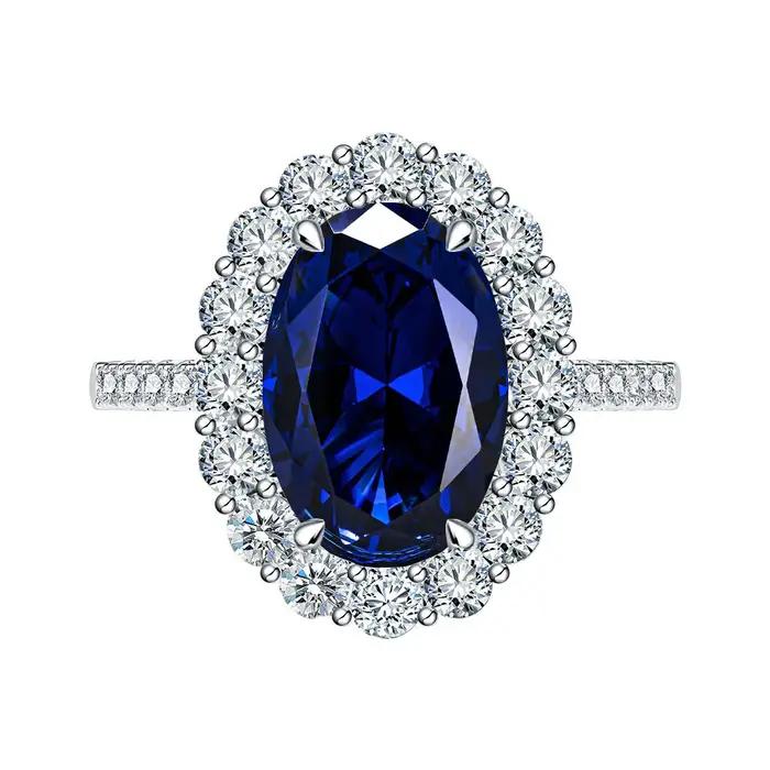 MUSHAN – bague de luxe en argent Sterling 925 pour femmes, 4.4 carats, 8x12mm, pierres précieuses ovales bleues, bagues en saphir, bijoux fins