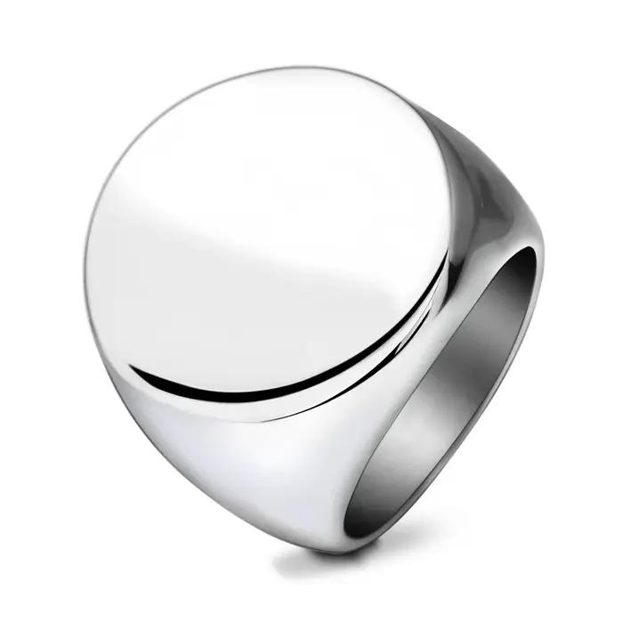 Bague ronde avec Photo personnalisée, anneaux en acier inoxydable gravés gratuitement, Logo personna