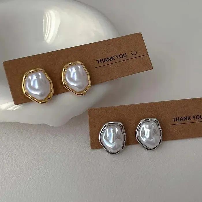 Boucles d'oreilles géométriques rondes irrégulières en métal pour femmes