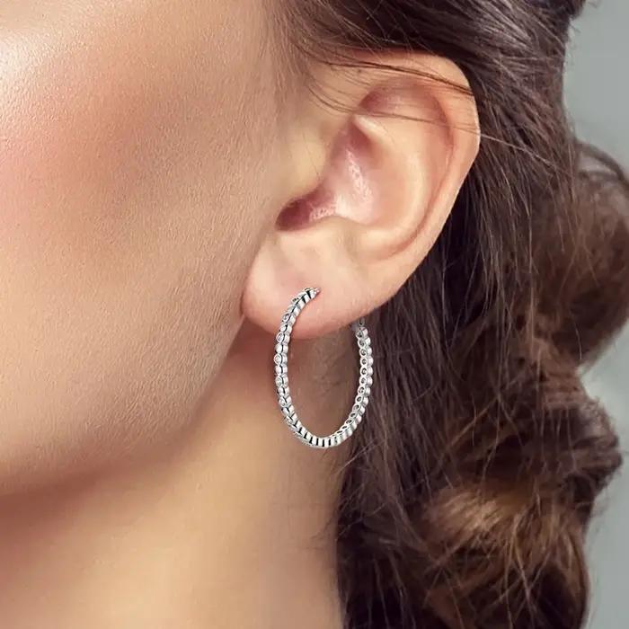 Boucles d'oreilles rondes en argent Sterling 925 pour femmes et filles