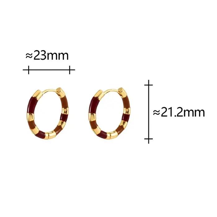 Boucles d'oreilles créoles rondes vintage couleur or en émail pour femme