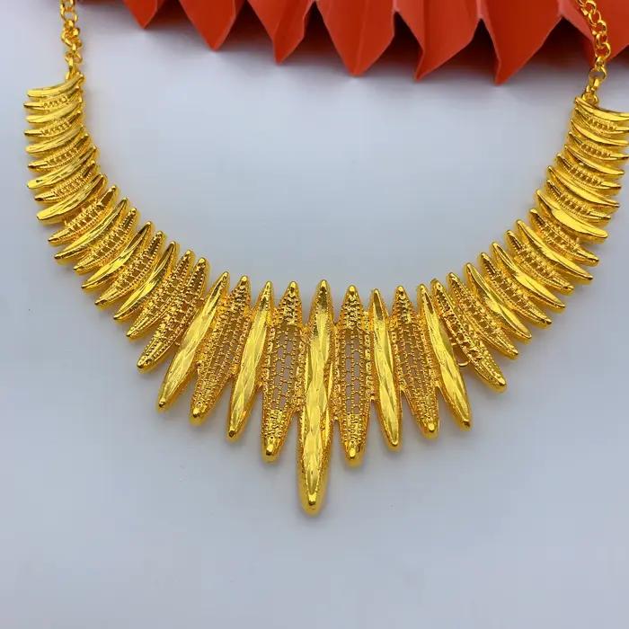 ANIID Dubai 24K couleur or ensembles de bijoux de mariage collier africain boucles d'oreilles pour les femmes nigérian indien mariée 2 pièces ensemble cadeaux de fête