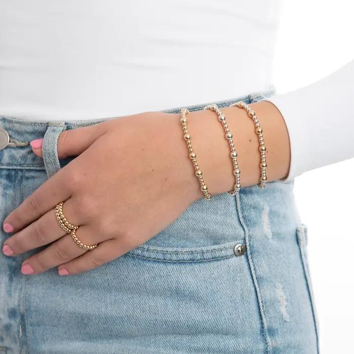 Bracelet de perles plaqué or 18 carats pour femmes