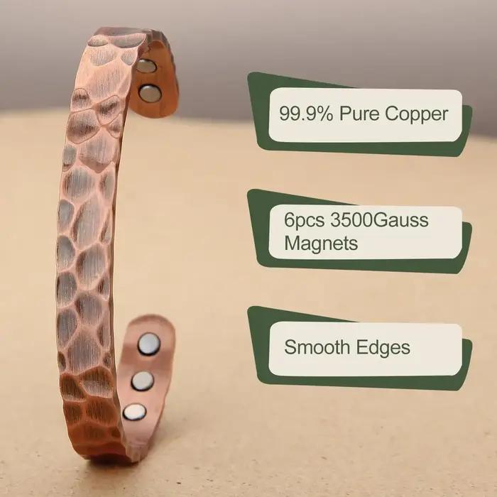 ARADOO – Bracelet magnétique en cuivre pur martelé