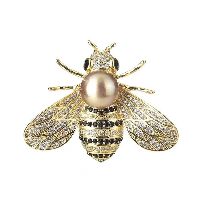 Broche de la série Insectes, délicate broche petite abeille, bijou en strass de cristal
